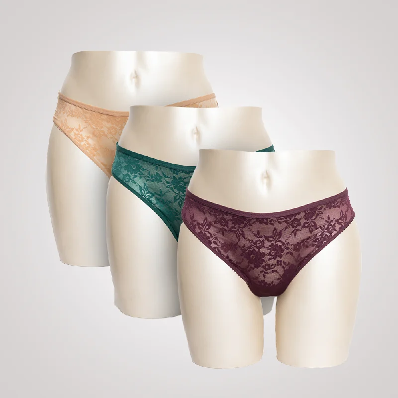 seamless wireless women thongs for a carefree fitLace Thong (Pack of 3)