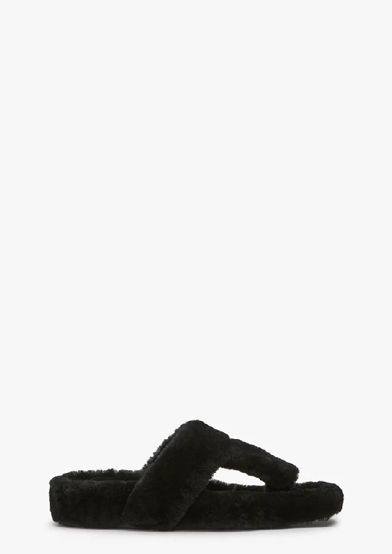 maternity women thongs for pregnant women's comfortHush Black Fur Sandals