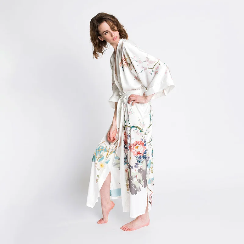 Spring Floral Long Kimono Robe