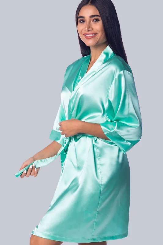 Mint Satin Kimono Robe