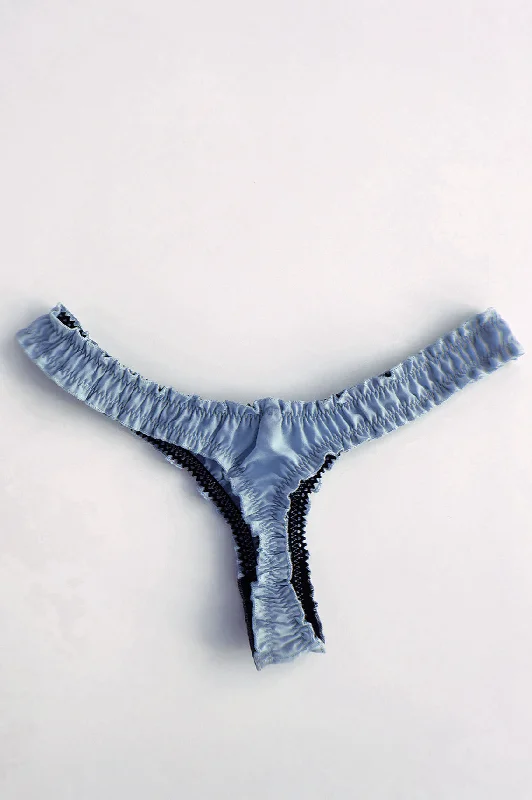 Oleander Thong in Upcycled Vintage Solid Blue