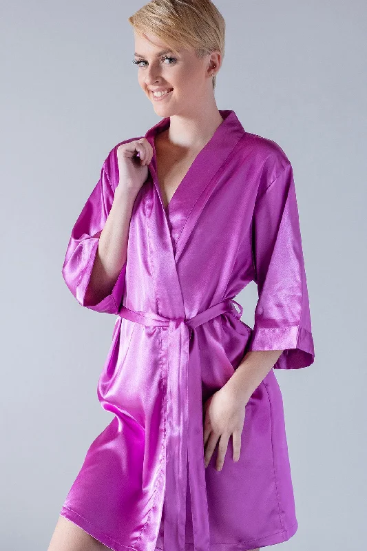 Orchid Satin Kimono Robe