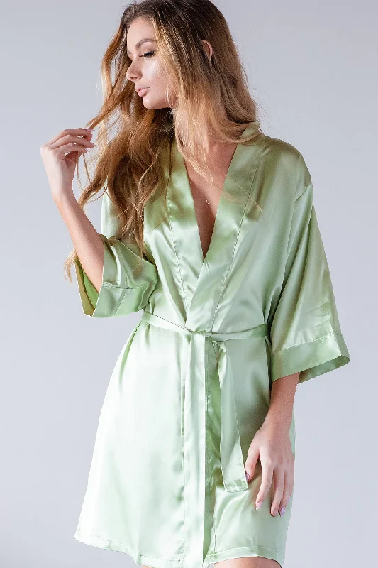 Sage Satin Bridesmaid Robe