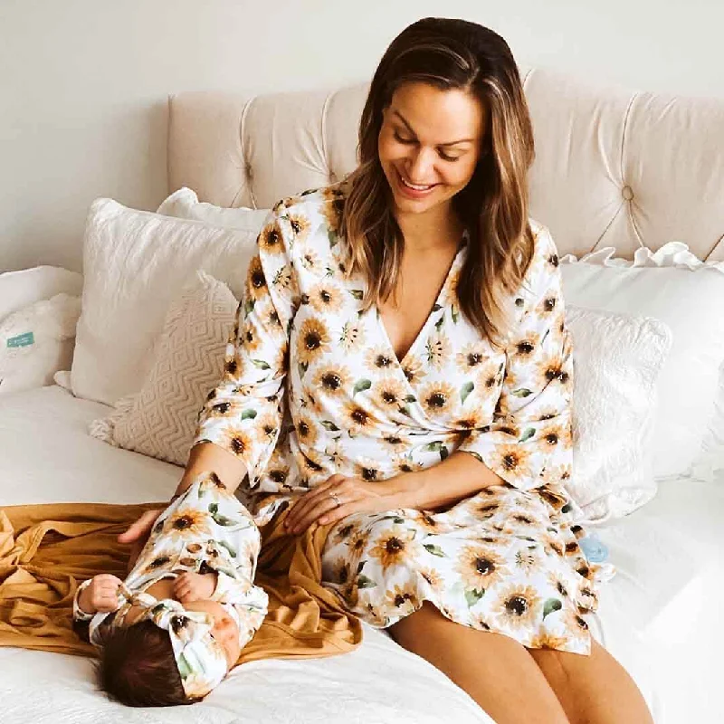 Savannah's Sunflowers Knit Maternity Robe