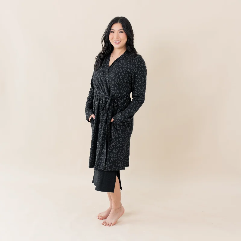 Women's Lounge Robe in Midnight Leopard